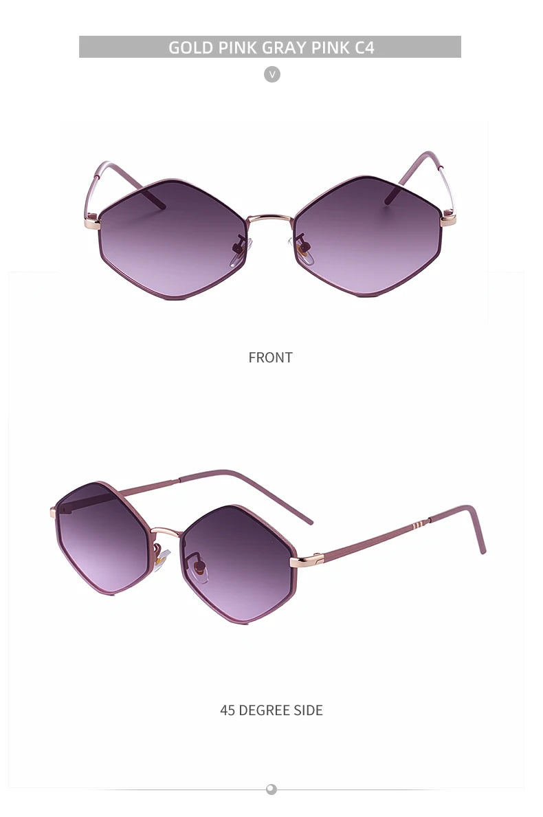 Women Hexagon Punk Vintage Polygon Sunglasses Fashion Eyewear