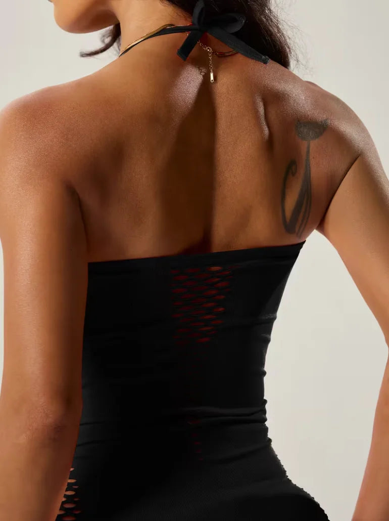 Halter Neck Bodycon Fishnet Nightdress for Women