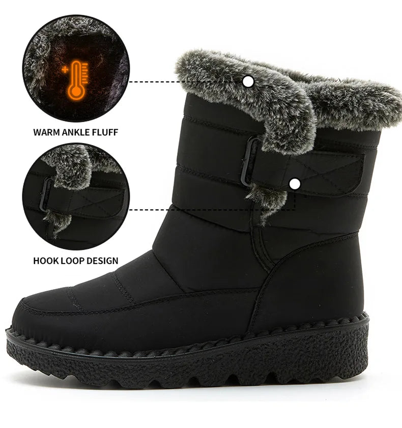 Women Fur Lined Waterproof Winter Boots