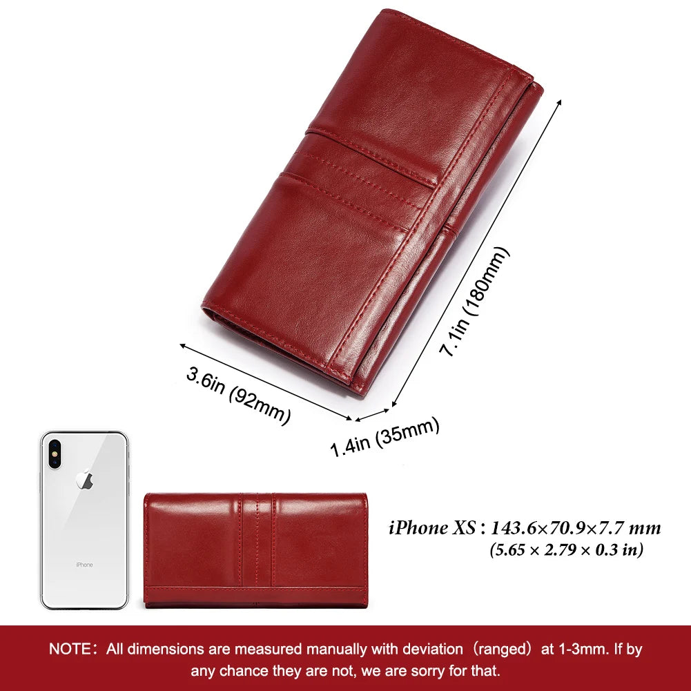 Genuine Leather RFID Blocking Clutch Wallet for Women