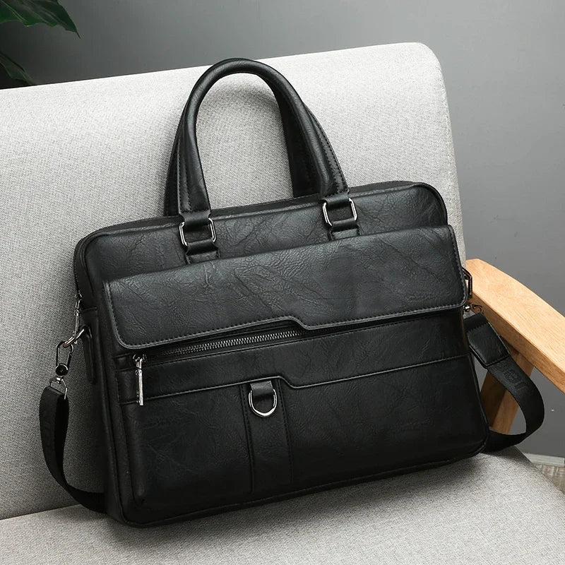 Waterproof Minimalist Business Laptop Briefcase Shoulder Bag for Men
