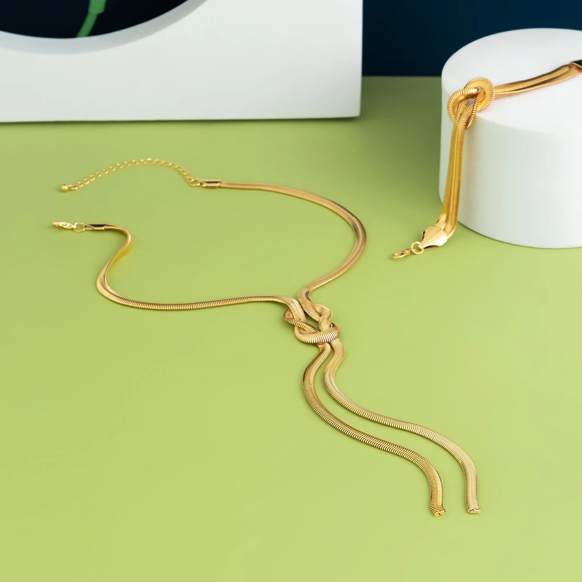 Women Snake Chain Necklace Bracelet Set
