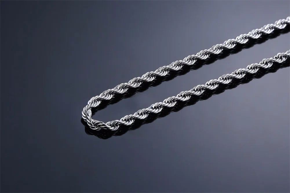 Men Twisted Rope Chain Necklace Jewelry
