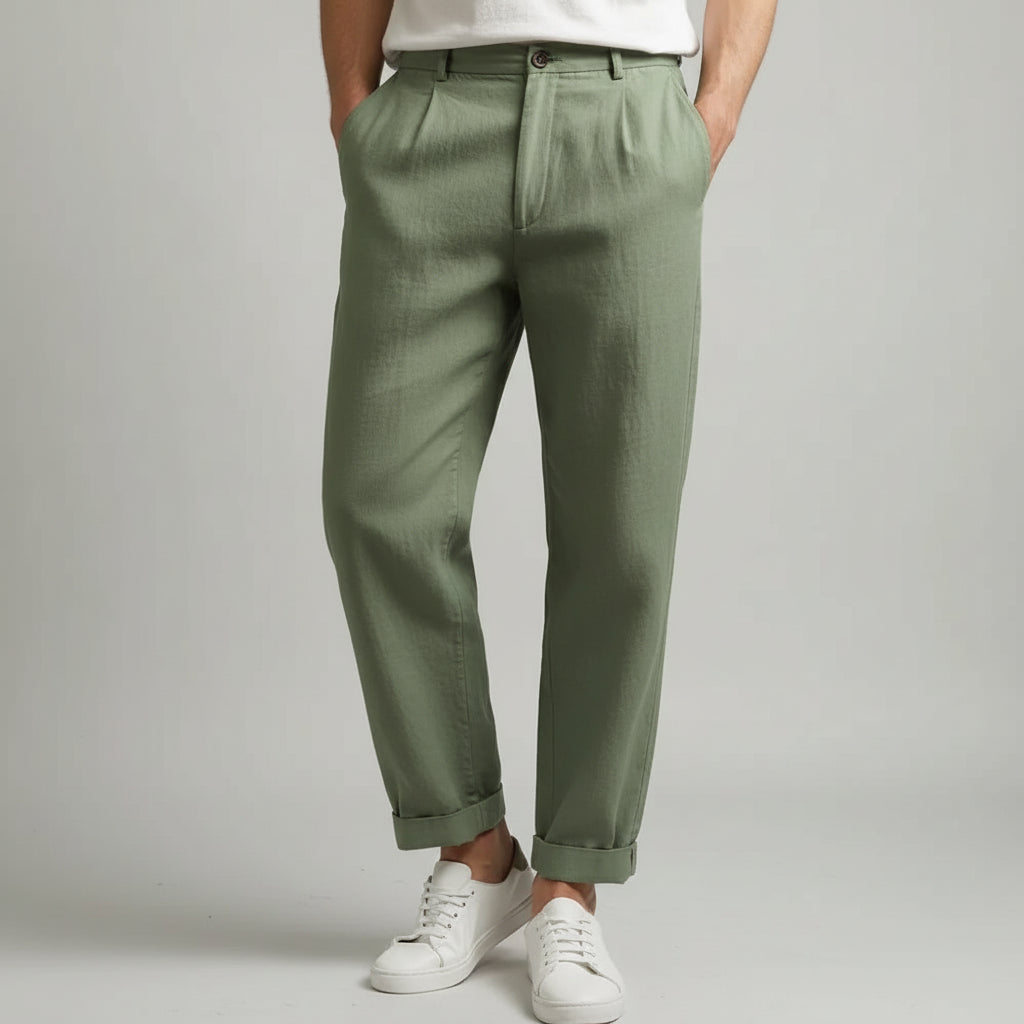 Men Vintage Linen Straight Trousers