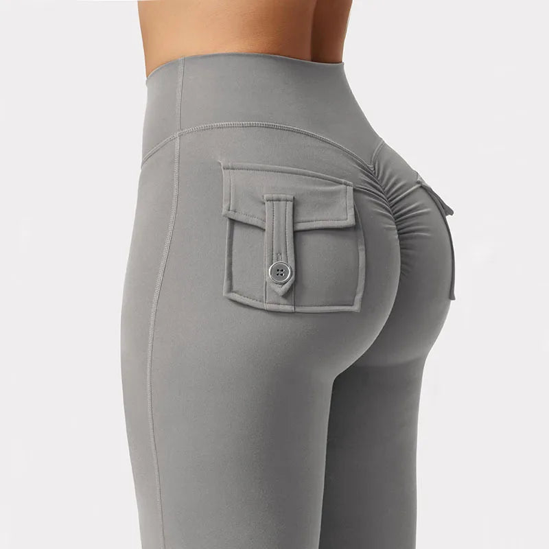 Women Wide Leg Yoga Leggings High Stretch with Pockets Fitness Pants