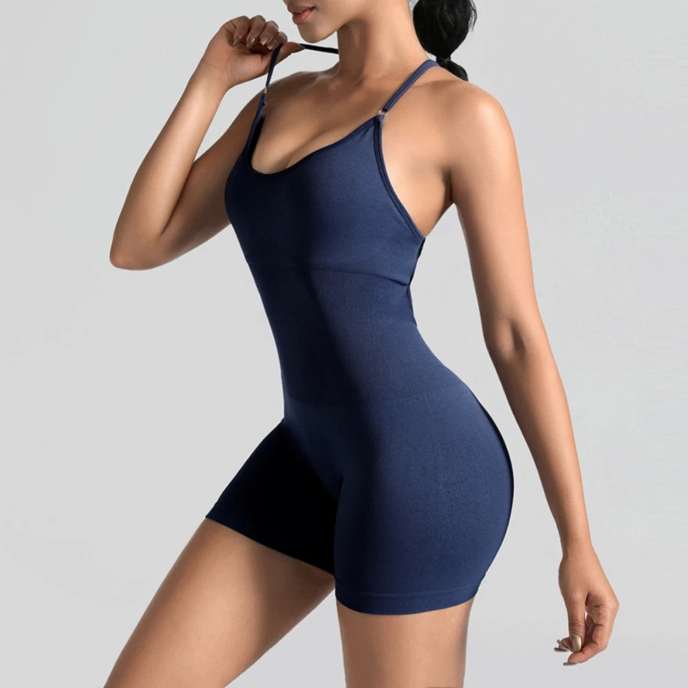 Women Yoga Jumpsuit Short Active Wear Fitness Bodysuit