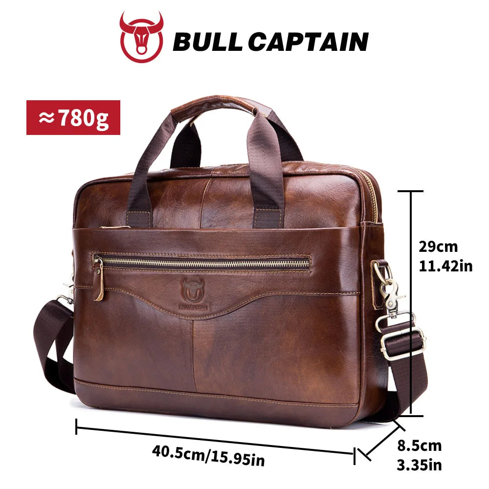 Genuine Leather Laptop Briefcase Messenger Bag for Men