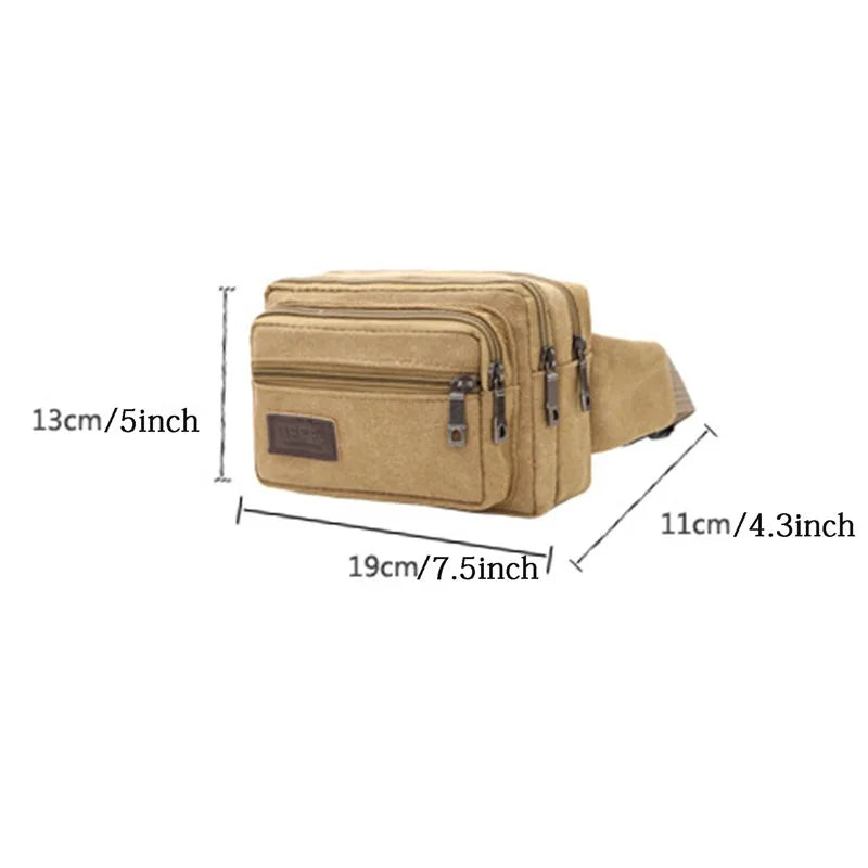 High Capacity Canvas Sports Waist Bag for Men