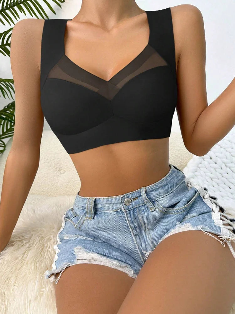 Seamless Lace Wireless Sports Bra Set for Women Plus Size