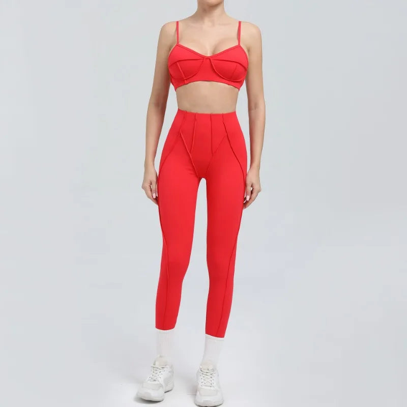 Women Yoga Set Sports Bra and High Waist Shorts Fitness Outfit