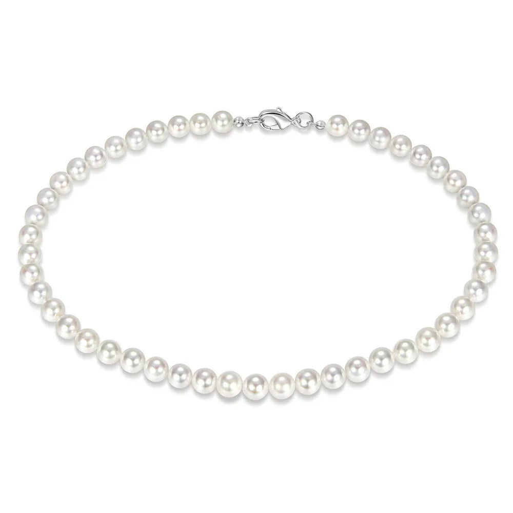 Men Simple Handmade Strand Bead Pearl Necklace