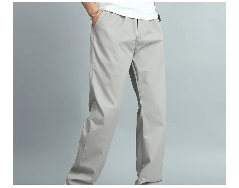 Men Relaxed Fit Cotton Jogger Pants Elastic Waist Trousers