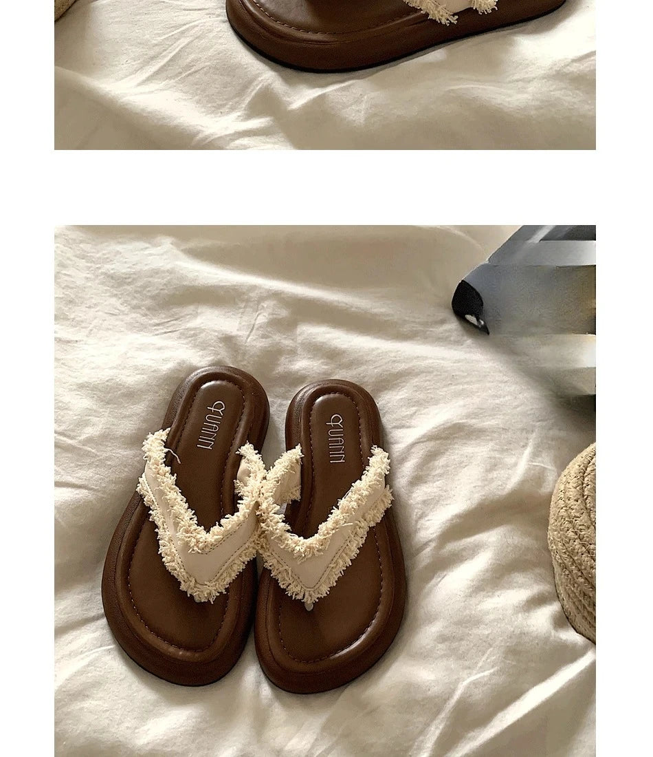 Women Open Toe Flat Beach Sandals