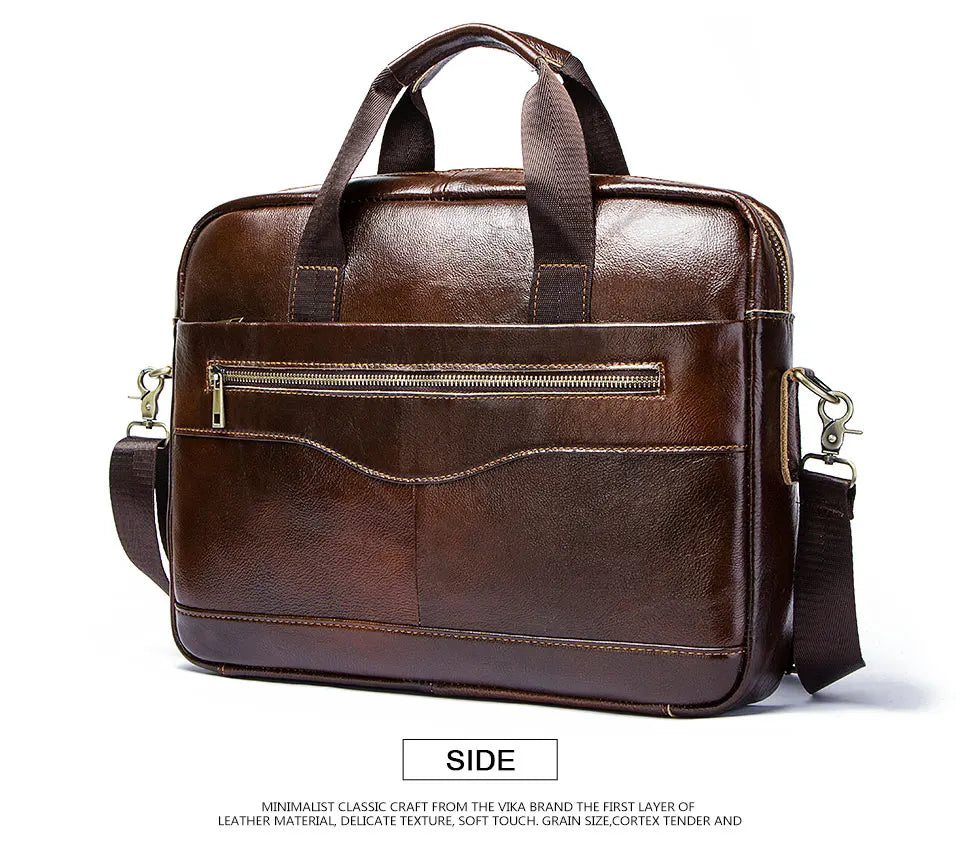 Genuine Leather Business Laptop Briefcase Messenger Bag for Men