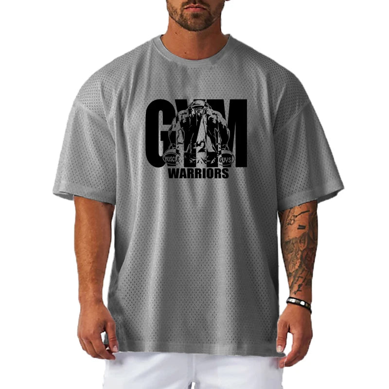 Men Oversized Mesh Gym Sports T Shirt
