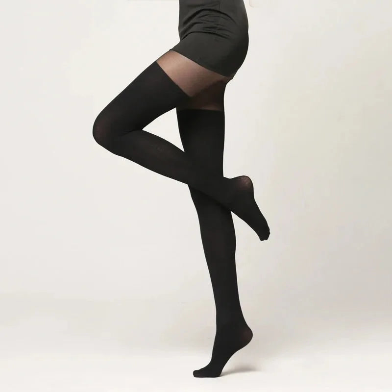 Faux Thigh High Patterned Tights for Women