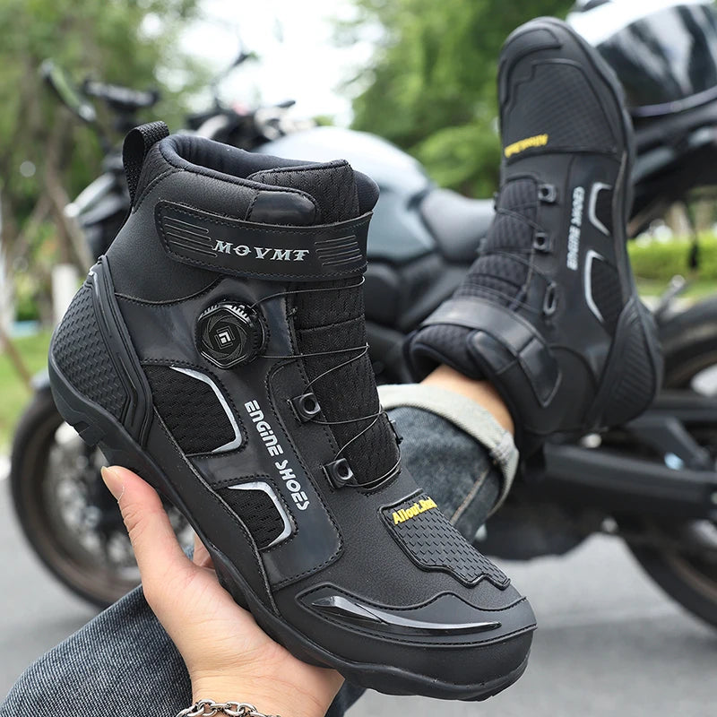 New Motorcycle Boots Men Leather Motos Breathable Anti Slip Wear-resistant Riders Boots Motorbike Racing Ankle Length Shoes