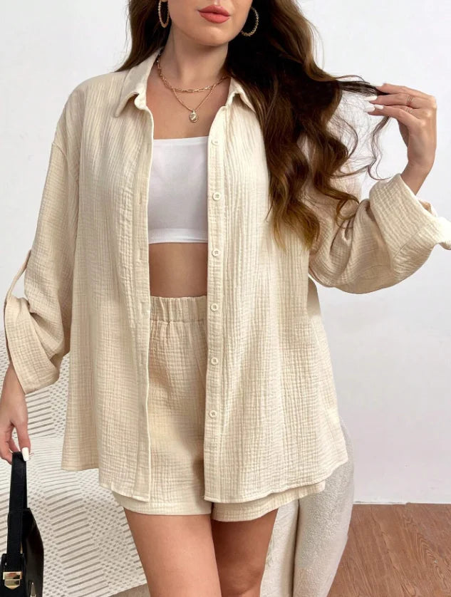 Women Casual 2 Piece Set Loose Top and Shorts Summer Outfit