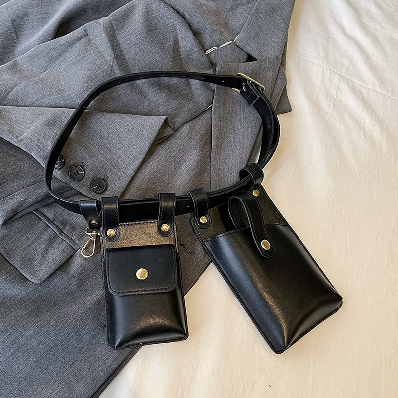 Candy Color Leather Waist Crossbody Fanny Pack for Women