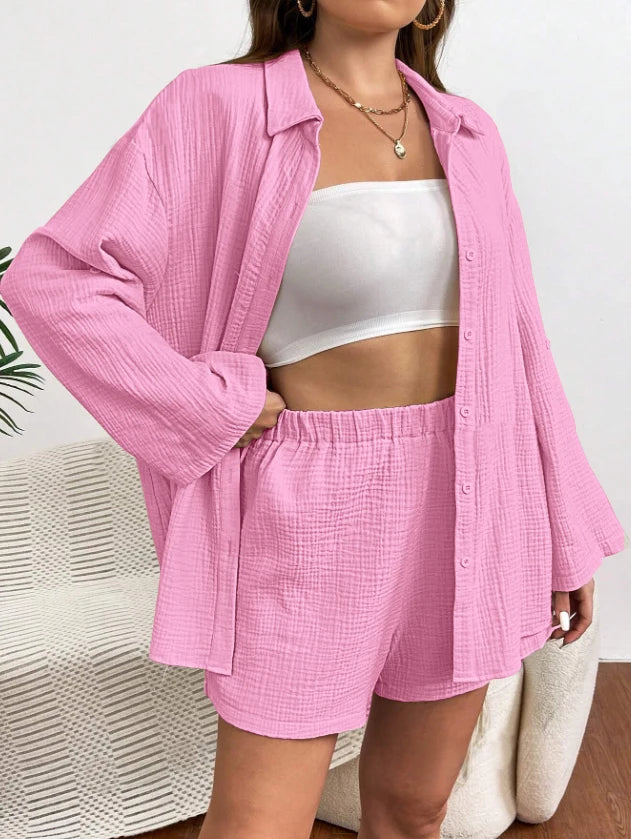 Women Casual 2 Piece Set Loose Top and Shorts Summer Outfit