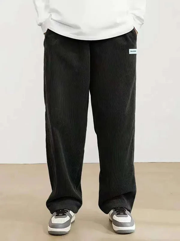 Men Corduroy Straight Leg Casual Pants Loose Fit
