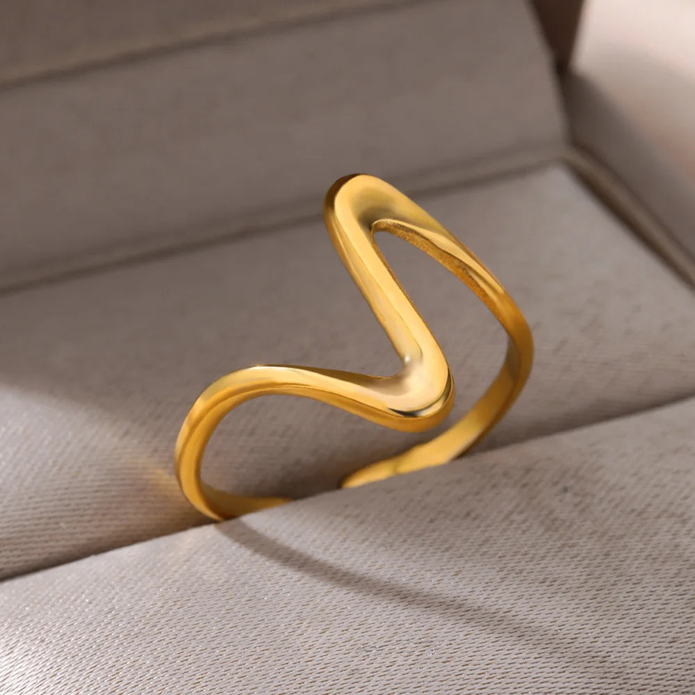 Women Stainless Steel Open Ring Waterproof Fashion Jewelry