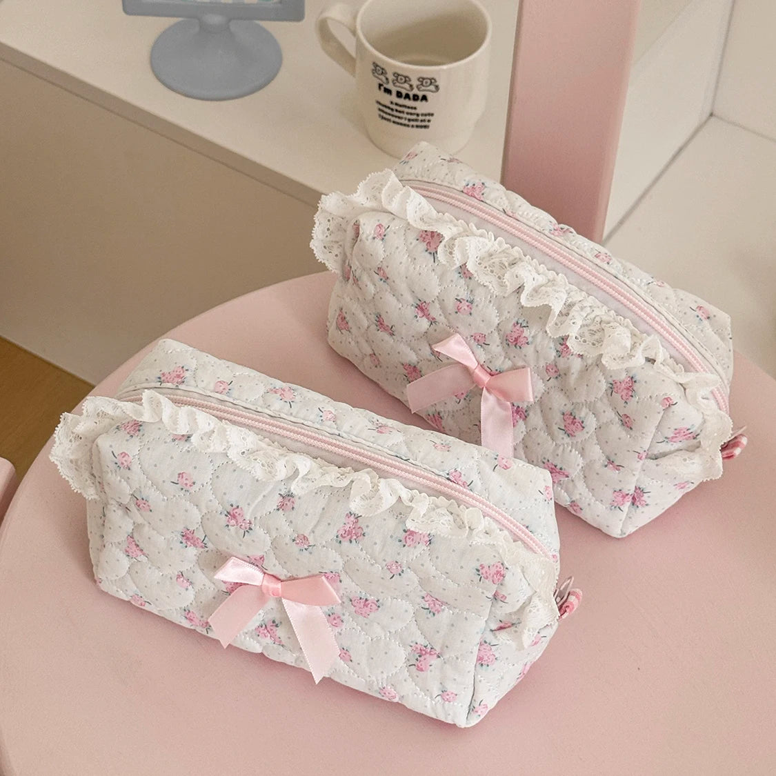 Floral Lace Makeup Travel Zipper Bag