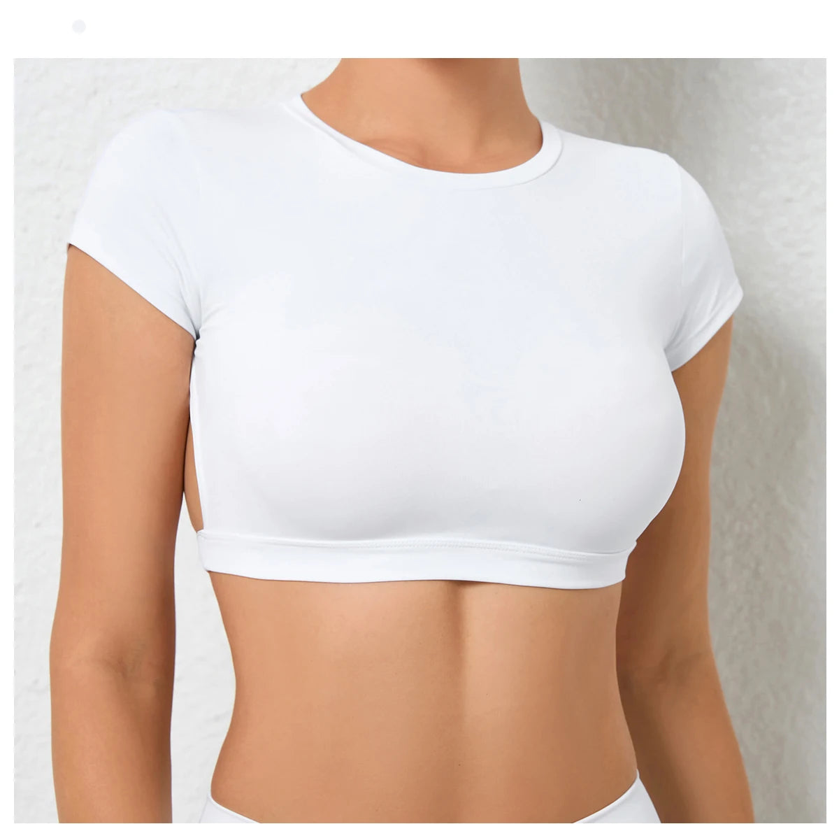 Women Open Back Sports Bra T Shirt
