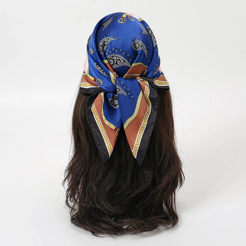Women Floral Silk Square Hijab Scarf Fashion Shawl