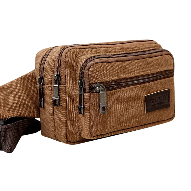 High Capacity Canvas Sports Waist Bag for Men