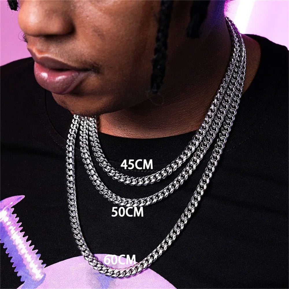Men Stainless Steel Cuban Link Chain Necklace