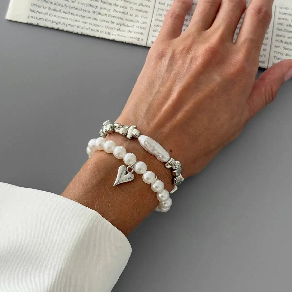 Women Pearl Heart Bohemian Bracelet Set Jewelry