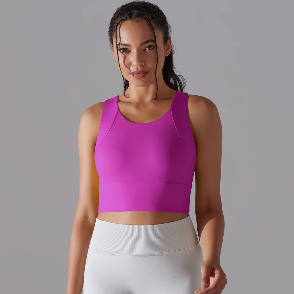 Women Nylon Sports Elastic Crop Top