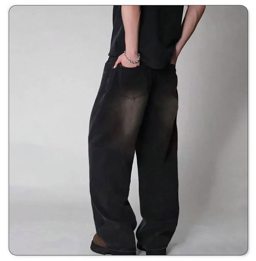 Men Korean Loose Wide Leg Jeans