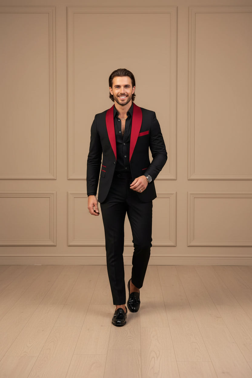 Men Slim Fit Business Casual Suit Set