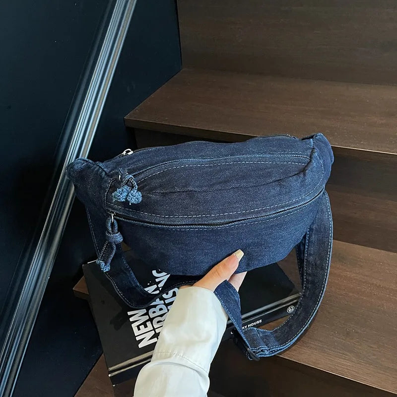 Denim Crossbody Chest Waist Bag for Women
