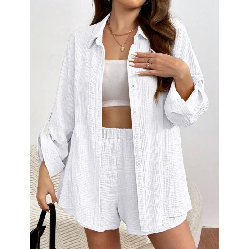 Women Casual 2 Piece Set Loose Top and Shorts Summer Outfit