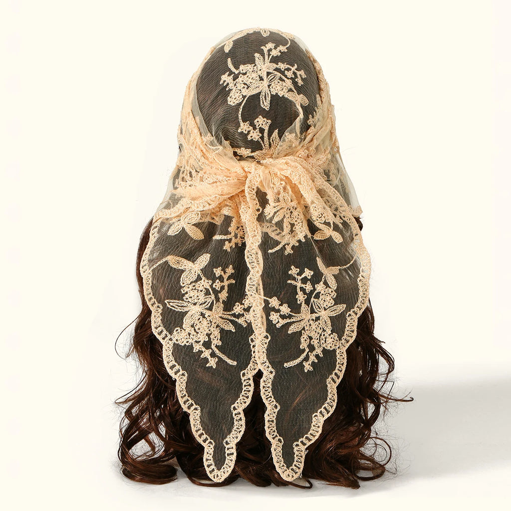 Women Lace Triangle Hair Scarf Vintage Headband Accessories