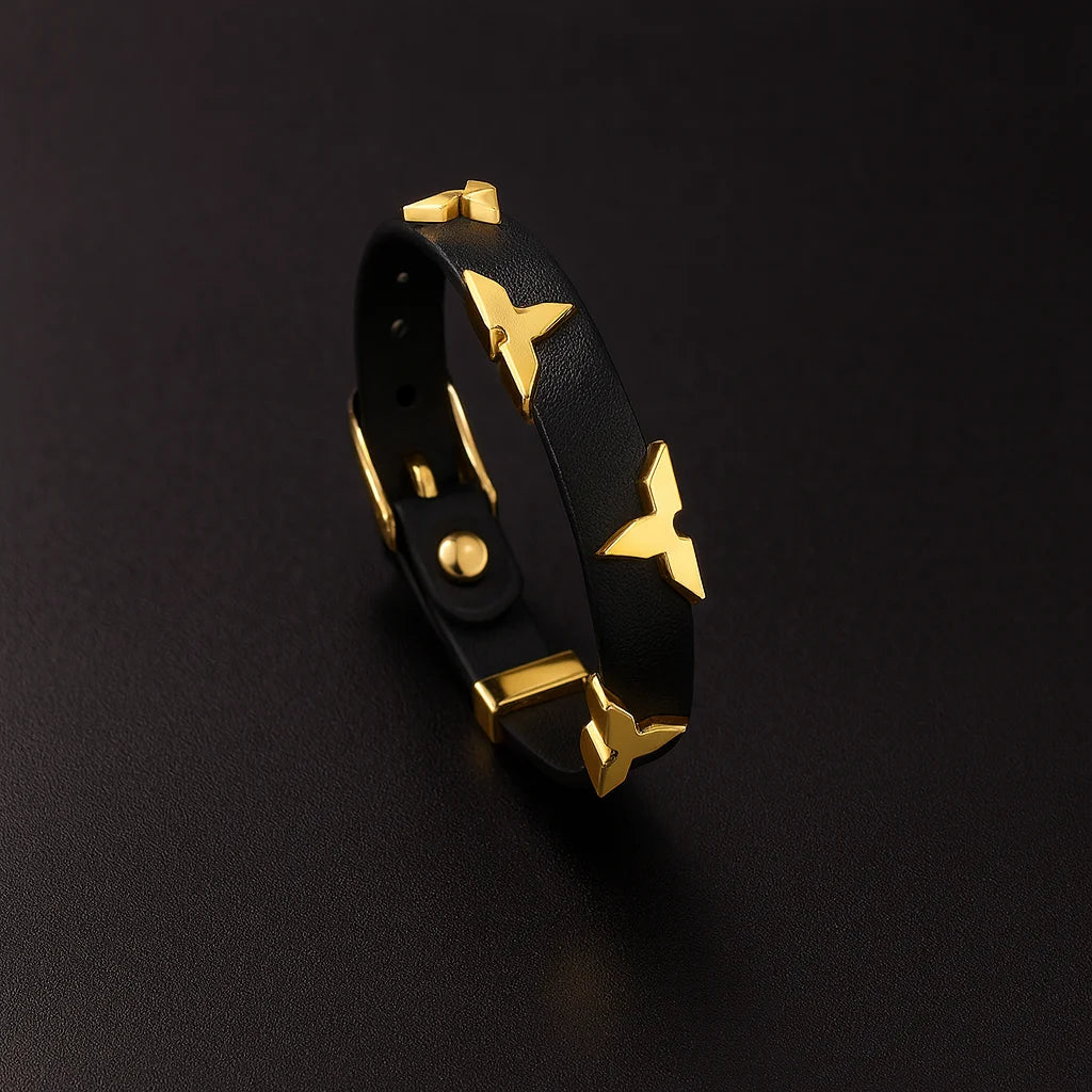 Women Leather Butterfly Stud Adjustable Bracelet Fashion Jewelry