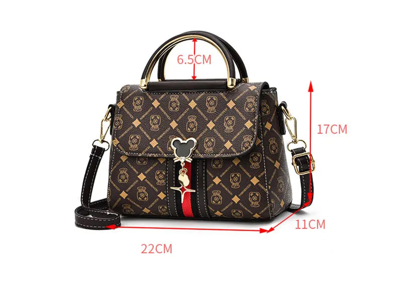 Luxury Monogram Leather Shoulder Tote Bag for Women