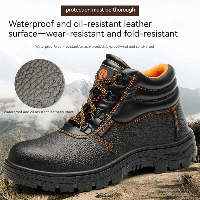 Wear-resisting Men Work Boots Anti-smash Anti-puncture Work Sneakers Waterproof Boots Indestructible Protective Tactical Boots