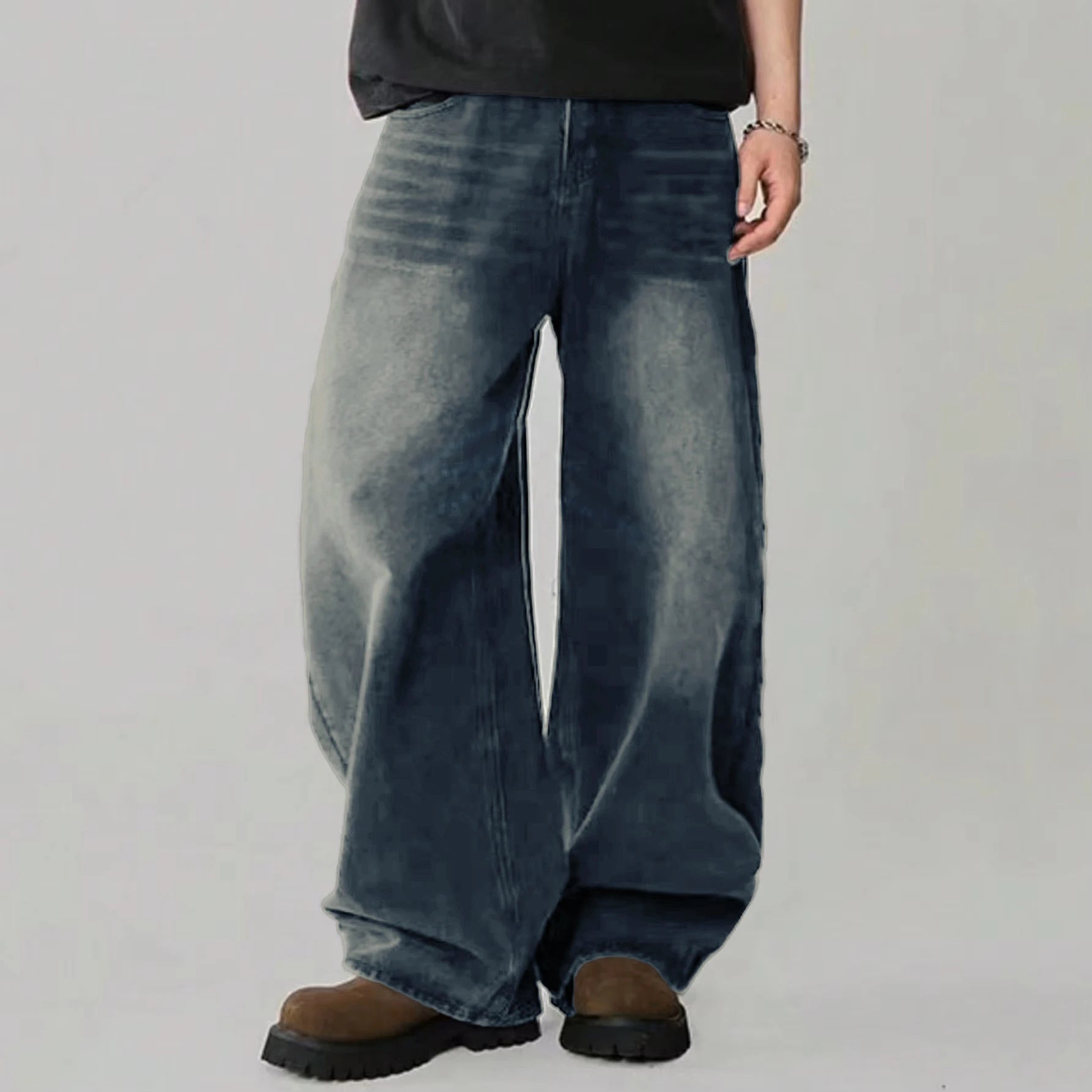 Men Korean Loose Wide Leg Jeans