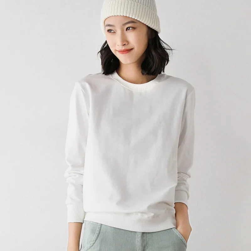 Women O Neck Cotton Activewear Sweatshirt Loose Fit Pullover