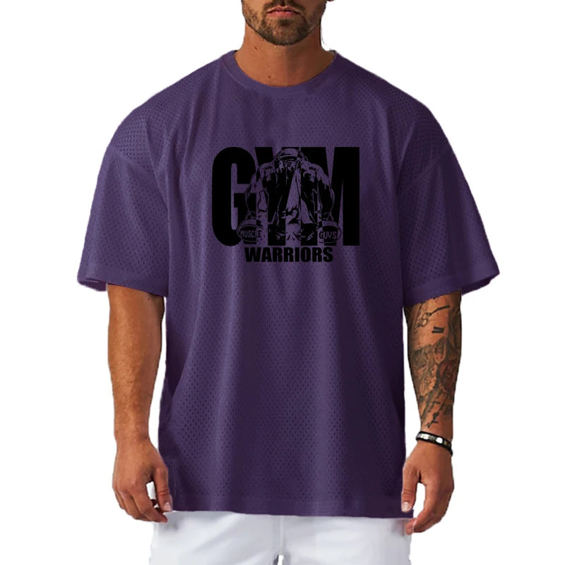 Men Oversized Mesh Gym Sports T Shirt