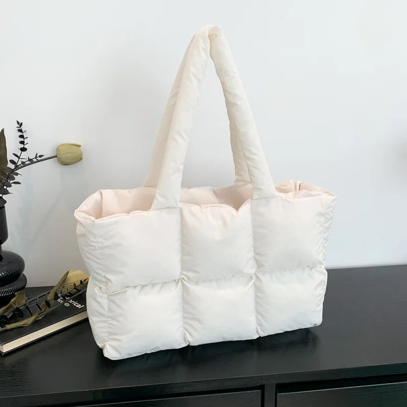 Quilted Plaid Large Capacity Tote Shoulder Bag for Women
