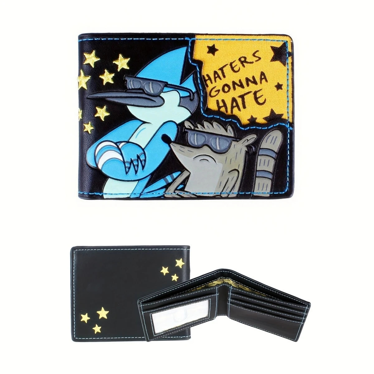Cartoon Embroidered Leather Wallet for Men