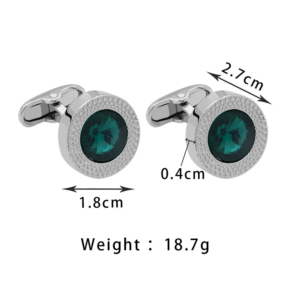 Men Zirconia Round French Cufflinks Set