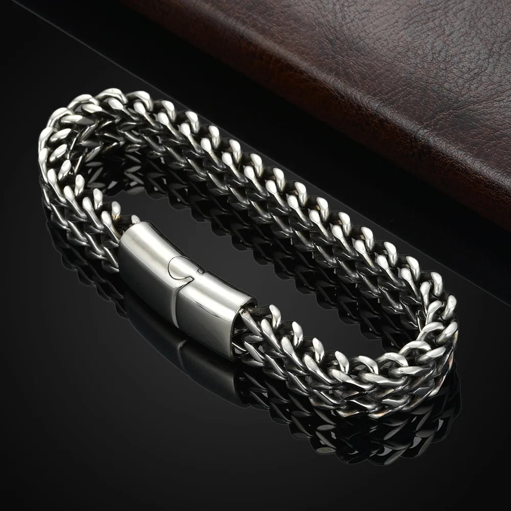 Men Stainless Steel Fish Scale Magnetic Bracelet