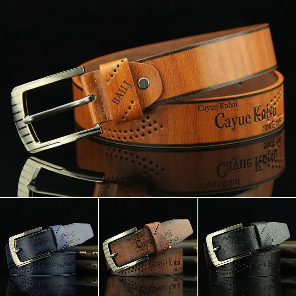 Men Vintage Leather Letter Print Belt