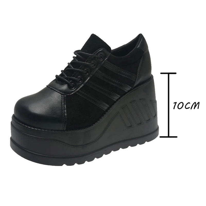 Women Black Fashion Cosplay Platform High Heels Wedges